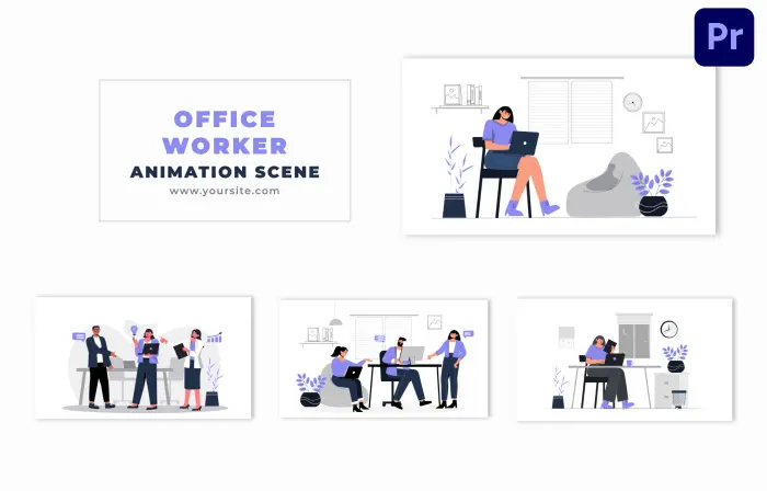 Office Workflow Flat Design Vector Animated Character Scene